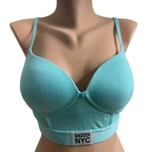 Madden NYC Ribbed Wire Free Bra Sz Medium Steve Madden Push-Up Padded Longline